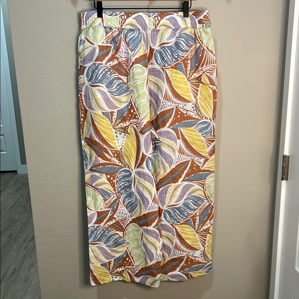 C&C California Linen Pants Crop Flowy Maxi Resort Island Hawaii Wide Leg Pockets - Picture 5 of 10